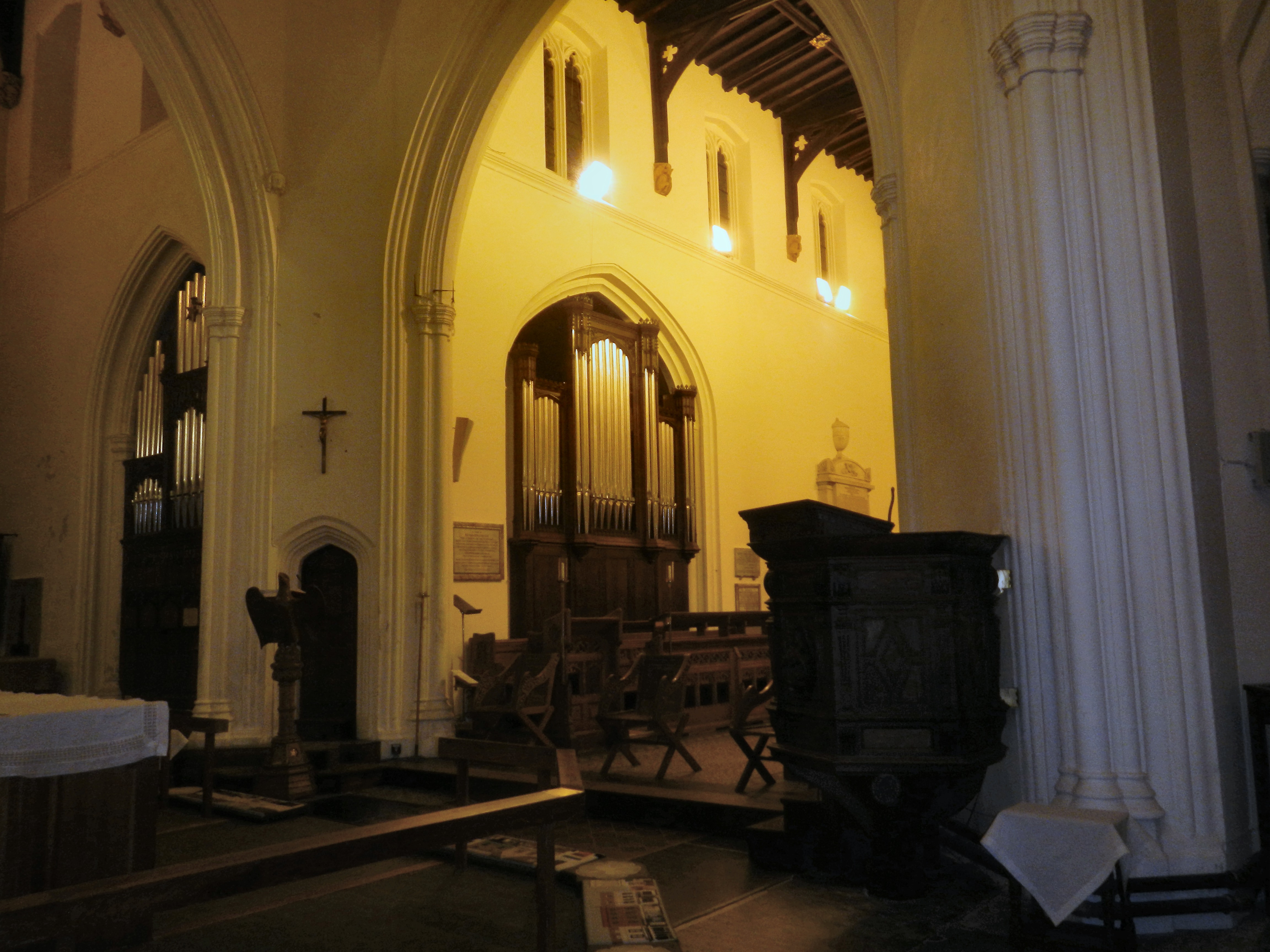 Image: The organ at St Mary's, Ware seen from the south aisle