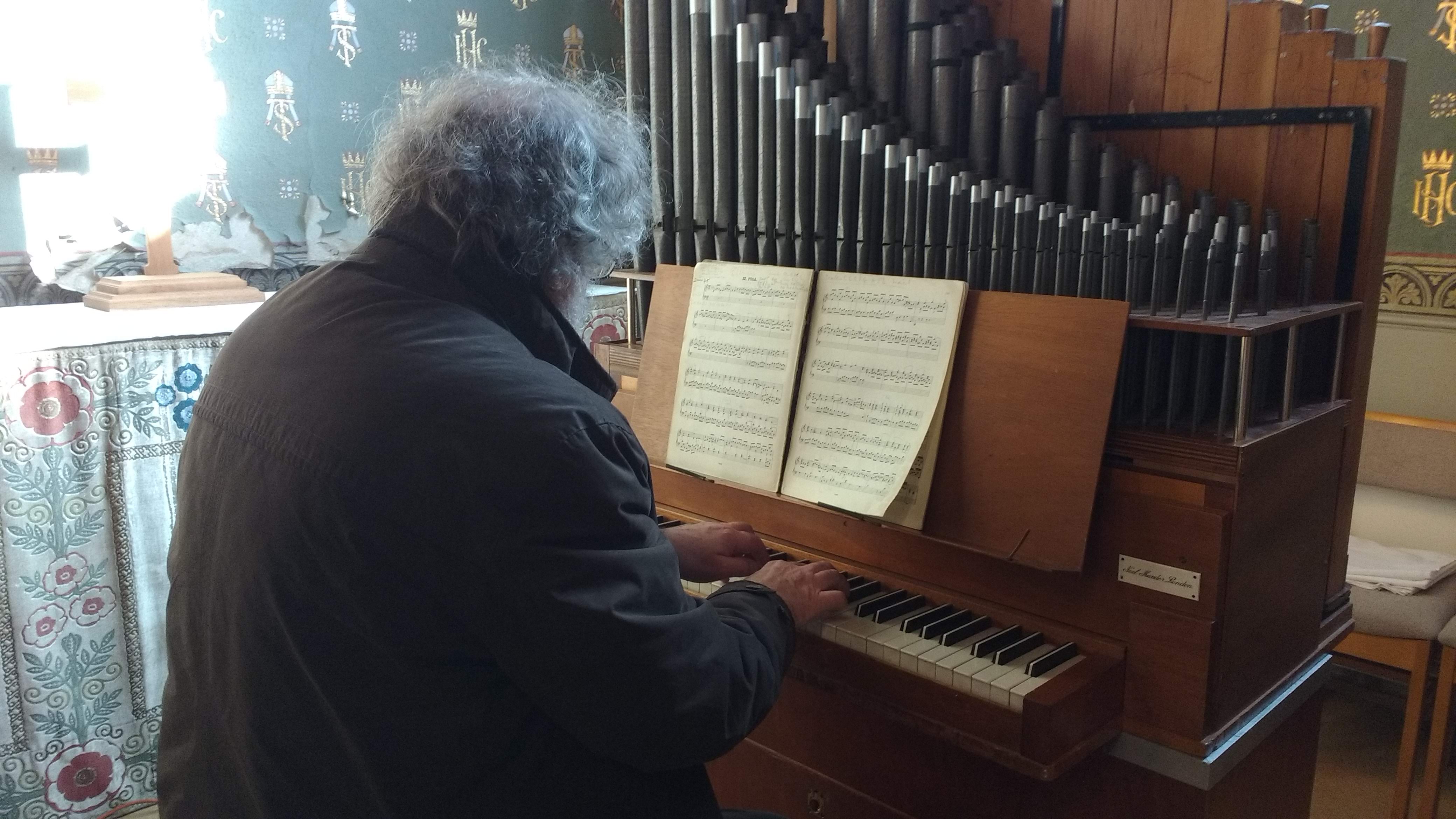 Image: Robert playing the chamber organ