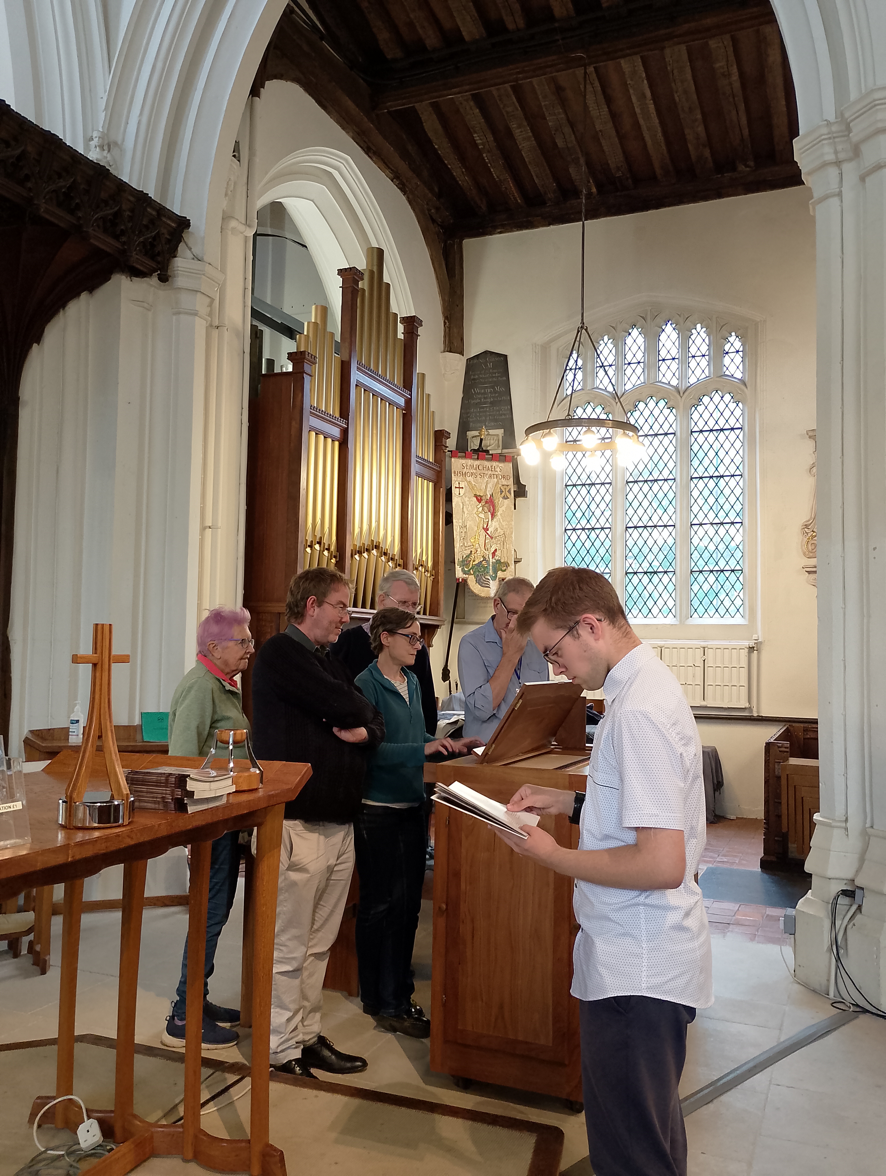 Image: Emma playing the chamber organ at St Michael's Church, Bishop's Stortford